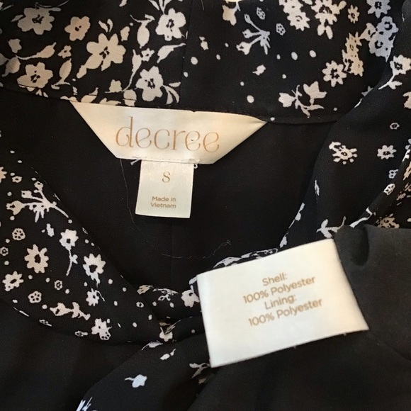 EUC Decree Black Floral Tie Neck Sleeveless Mini Dress Size Small - Picture 8 of 8